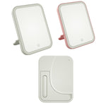 2 PCS LED Makeup Mirror With Lamp Fill Light Dormitory Desktop Dressing Mirror Female Folding Portable Small Mirror,Style:, Charging Monochromatic Light (White), Charging Monochromatic Light (Pink), Plug-in Monochromatic Light (White)                  ...