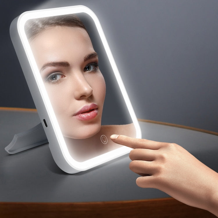 2 PCS LED Makeup Mirror With Lamp Fill Light Dormitory Desktop Dressing Mirror Female Folding Portable Small Mirror,Style:, Charging Monochromatic Light (White), Charging Monochromatic Light (Pink), Plug-in Monochromatic Light (White)                  ...