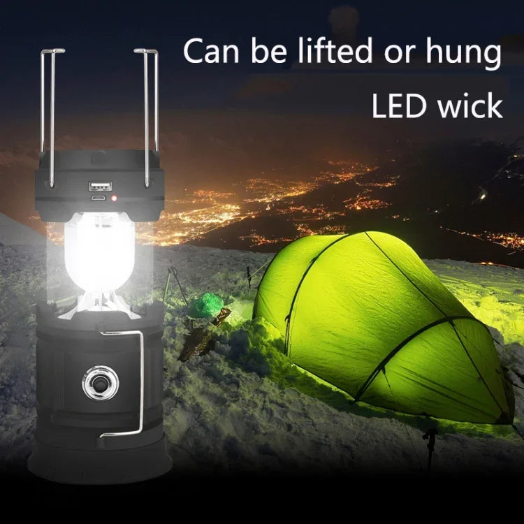 5803 Solar Camping Lamp Outdoor LED Emergency Portable Light Support USB Output, Solar + USB