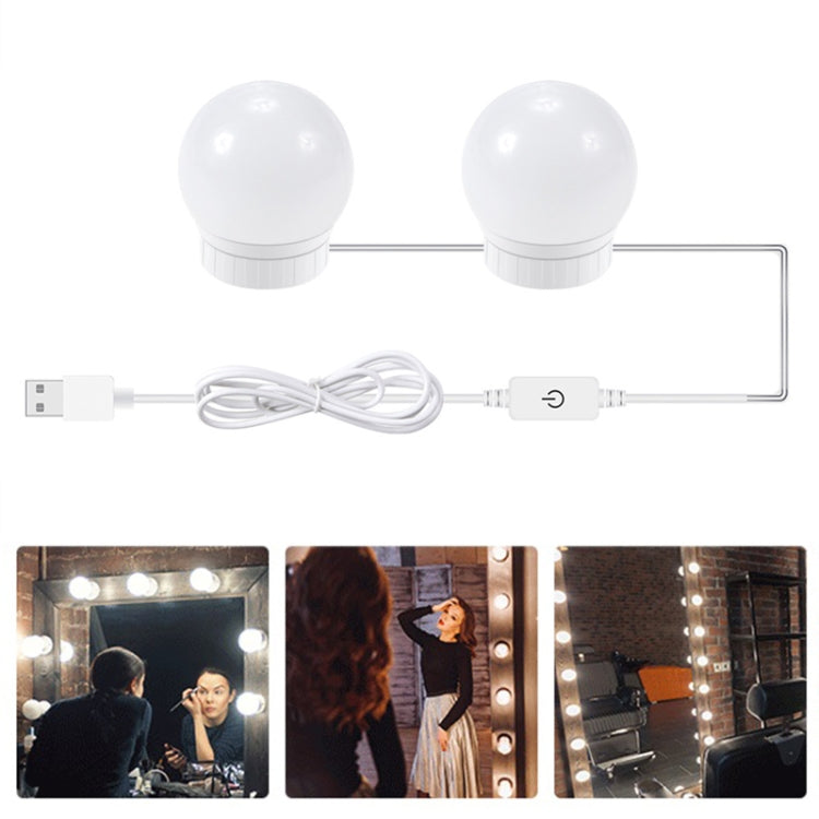LED Mirror Front Lamp USB Adjustable Brightness Makeup Fill Light Bulbs, 2 LEDs, 6 LEDs, 10 LEDs, 14 LEDs