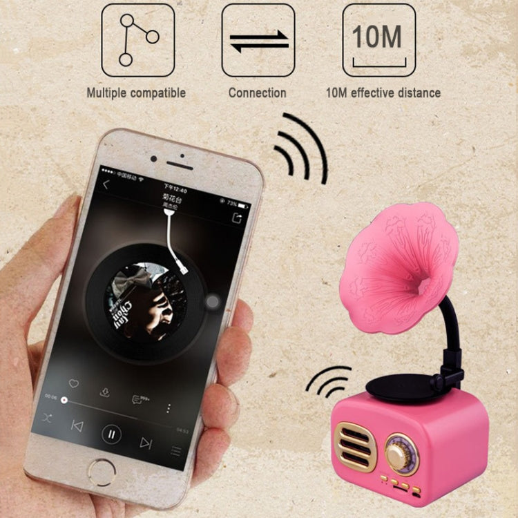 Ft-05 Wireless Retro Bluetooth Speaker Gramophone Mini Player, Gold, Pink, Walnut, Red, Black