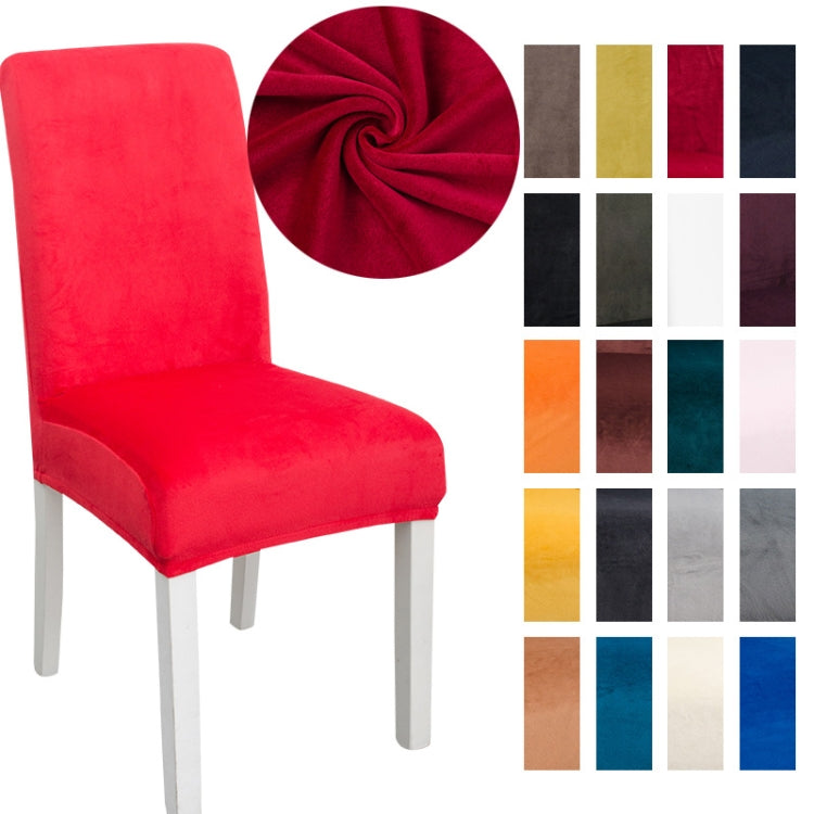 Simple Soft High Elastic Thickening Velvet Semi-Interior Chair Cover Hotel Chair Cover, Coffee Gray, Yellow Green, Wine Red, Navy, Black, Dark Green, White, Peacock Blue, Light Gray, Carbon Gray, Camel, Royal Blue, Beige, Grape Purple, Red, Orange     ...