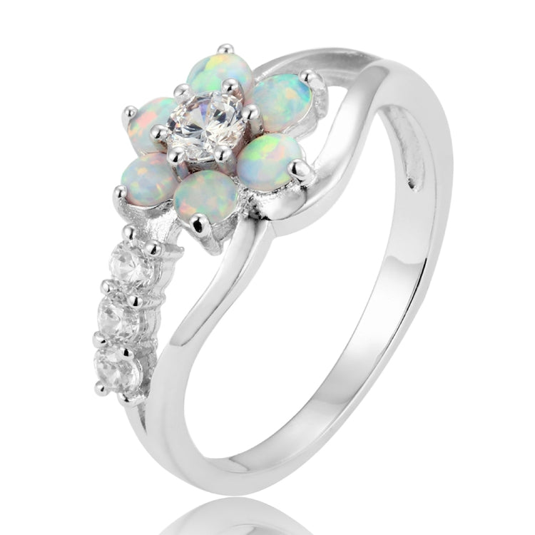 925 Silver Women Opal Flower Ring Jewelry, 6, 8, 9, 10