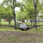 Outdoor Multi-person Hammock Large Sky Tree Tent Aerial Camping Hammock Triangle Hammock,, 2.9m Black