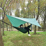 Outdoor Camping Sunshade + Anti-Mosquito Hammock Set Parachute Fabric Net Yarn Anti-Mosquito Hammock, 360x290cm Ink Green, 360x290cm Gray, 360x290cm Camel