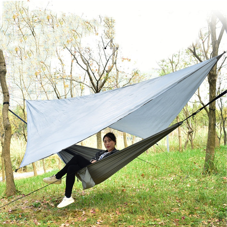 Outdoor Camping Sunshade + Anti-Mosquito Hammock Set Parachute Fabric Net Yarn Anti-Mosquito Hammock, 360x290cm Ink Green, 360x290cm Gray, 360x290cm Camel