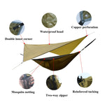 Outdoor Camping Sunshade + Anti-Mosquito Hammock Set Parachute Fabric Net Yarn Anti-Mosquito Hammock, 360x290cm Ink Green, 360x290cm Gray, 360x290cm Camel