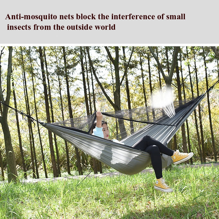 Outdoor Camping Sunshade + Anti-Mosquito Hammock Set Parachute Fabric Net Yarn Anti-Mosquito Hammock, 360x290cm Ink Green, 360x290cm Gray, 360x290cm Camel