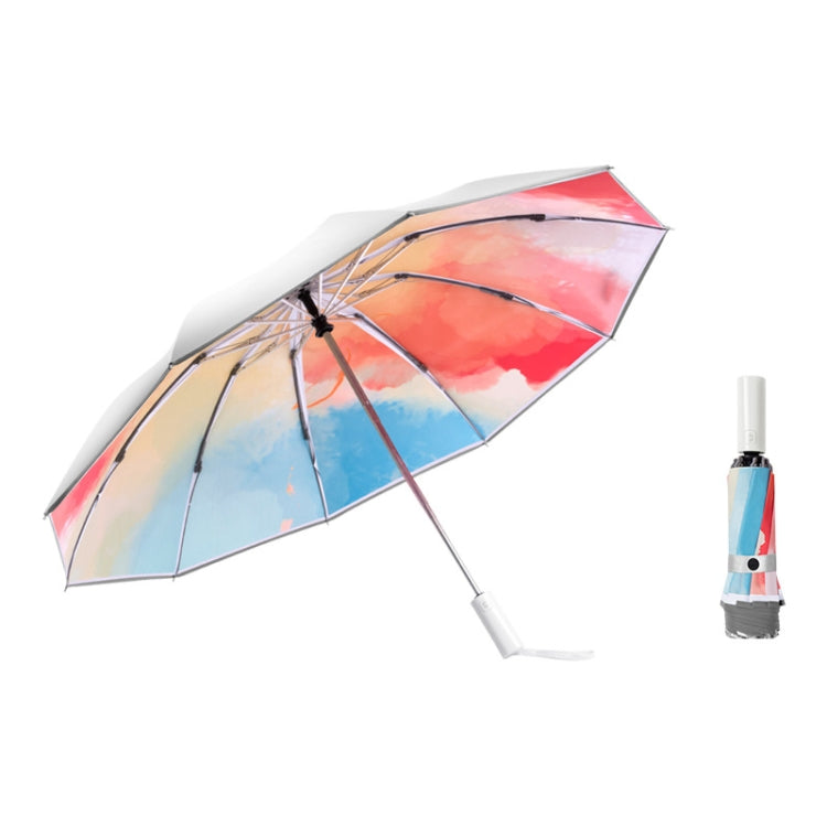 3021 Automatic Rain And Sun Dual-Purpose Umbrella Sun-Proof And Anti-Rebound Folding Umbrella, Light Orange, Light Pink, Light Blue, Illusion Green, Illusion Purple, Illusion Blue, Illusion Pink