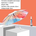 3021 Automatic Rain And Sun Dual-Purpose Umbrella Sun-Proof And Anti-Rebound Folding Umbrella, Light Orange, Light Pink, Light Blue, Illusion Green, Illusion Purple, Illusion Blue, Illusion Pink