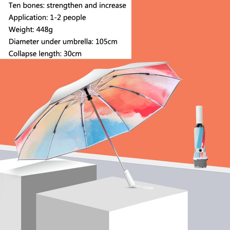 3021 Automatic Rain And Sun Dual-Purpose Umbrella Sun-Proof And Anti-Rebound Folding Umbrella, Light Orange, Light Pink, Light Blue, Illusion Green, Illusion Purple, Illusion Blue, Illusion Pink
