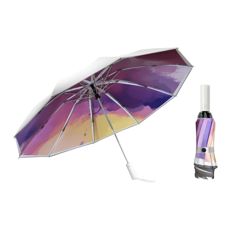 3021 Automatic Rain And Sun Dual-Purpose Umbrella Sun-Proof And Anti-Rebound Folding Umbrella, Light Orange, Light Pink, Light Blue, Illusion Green, Illusion Purple, Illusion Blue, Illusion Pink