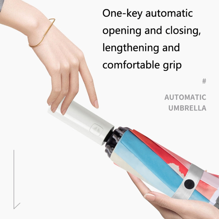 3021 Automatic Rain And Sun Dual-Purpose Umbrella Sun-Proof And Anti-Rebound Folding Umbrella, Light Orange, Light Pink, Light Blue, Illusion Green, Illusion Purple, Illusion Blue, Illusion Pink