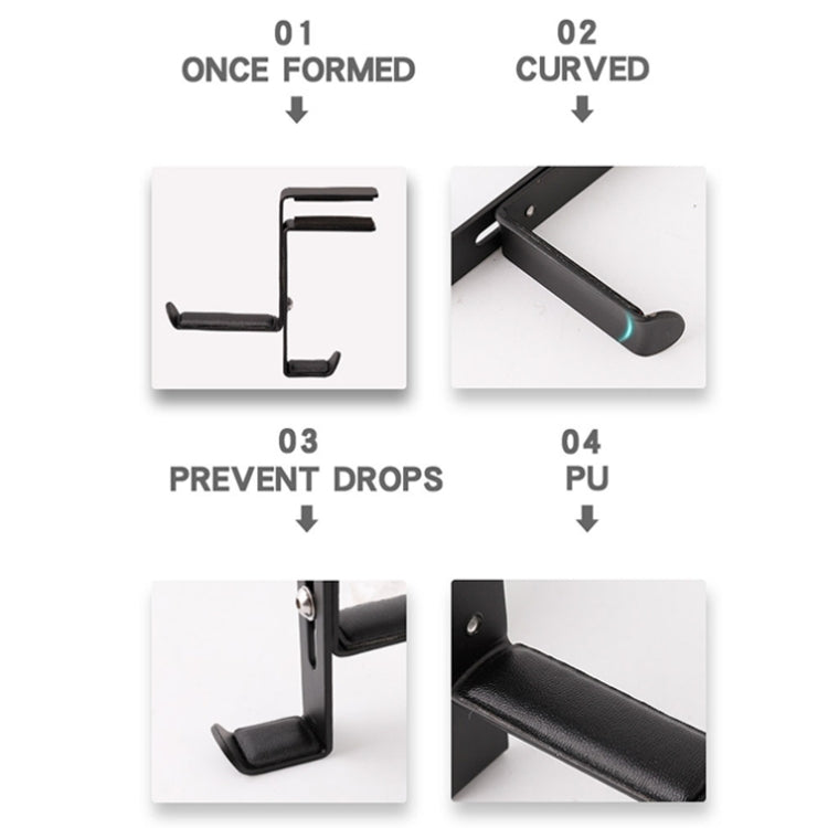 JD039 Metal Clip Earphone Holder Desktop Headset Hook, White, Black