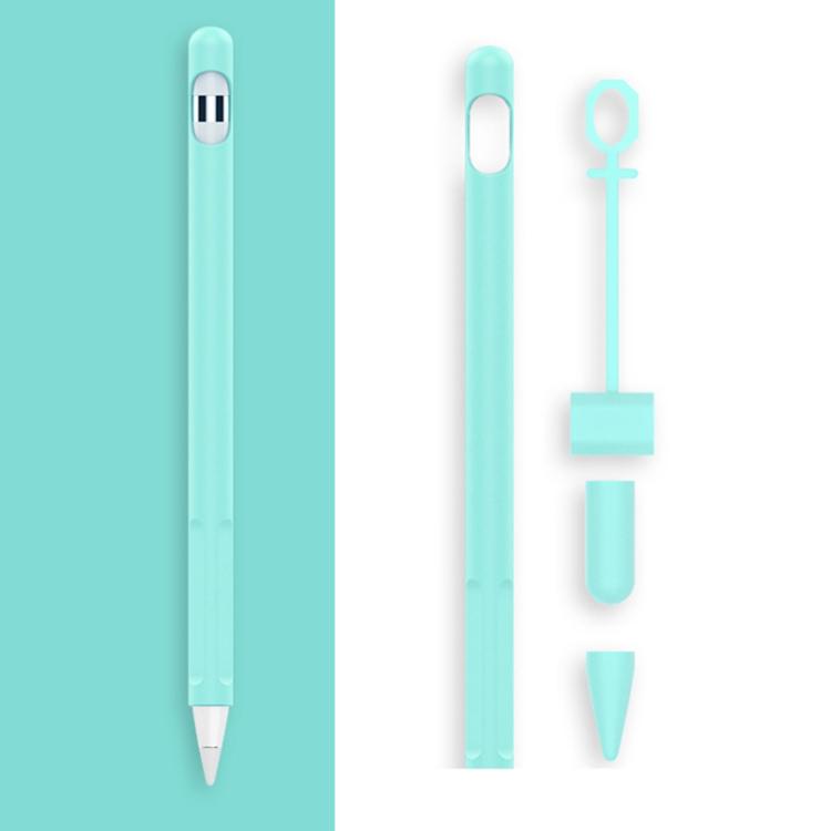 2 Sets 4 In 1 Stylus Silicone Protective Cover + Anti-Lost Rope Set For Apple Pencil 1, Jade White, Ink Black, Mint Green, Fresh Pink, Red, Midnight Blue, Business Gray