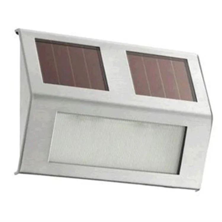 2 LEDs Solar Powered Light Sensor Control IP44 Waterproof LED Wall Lamp Outdoor Patio Yard Pathway Garden Stairs Step Night Security Lighting, White Light, Warm Light