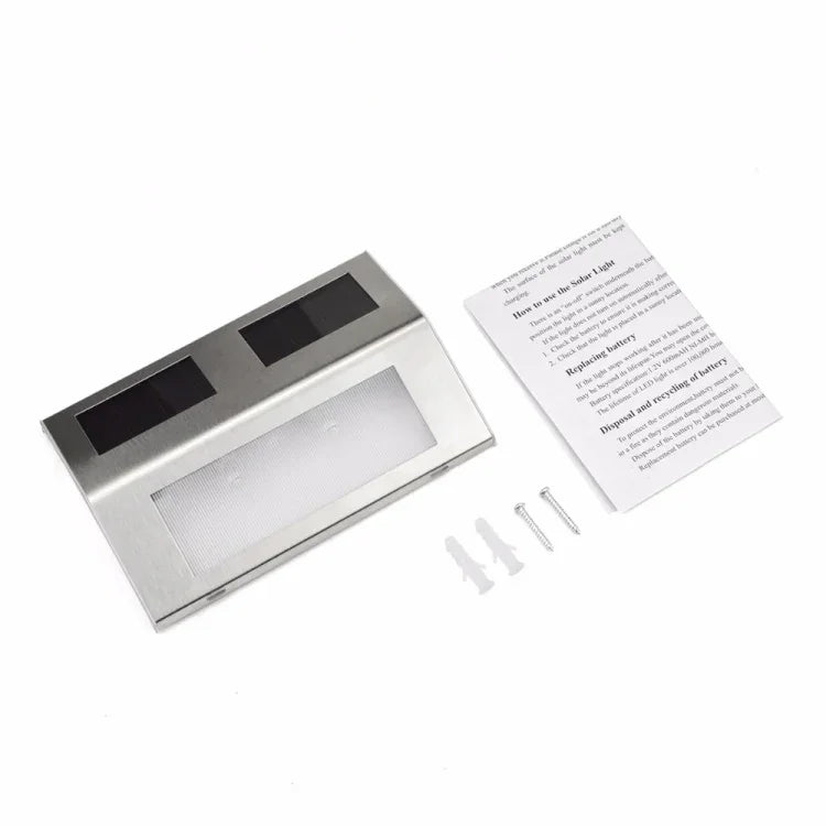2 LEDs Solar Powered Light Sensor Control IP44 Waterproof LED Wall Lamp Outdoor Patio Yard Pathway Garden Stairs Step Night Security Lighting, White Light, Warm Light