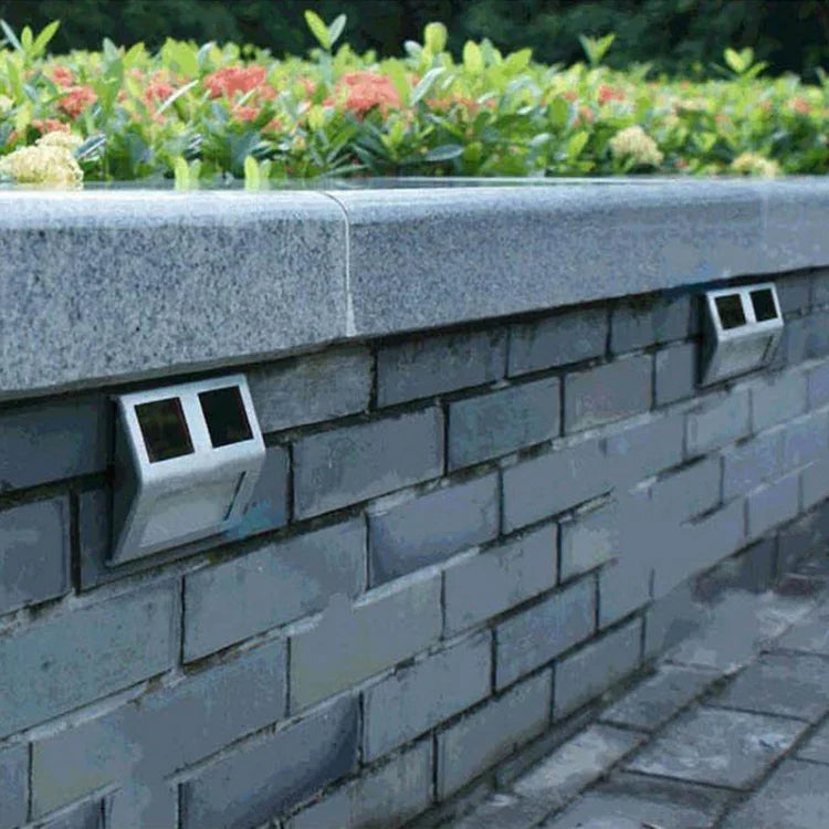 2 LEDs Solar Powered Light Sensor Control IP44 Waterproof LED Wall Lamp Outdoor Patio Yard Pathway Garden Stairs Step Night Security Lighting, White Light, Warm Light