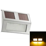 2 LEDs Solar Powered Light Sensor Control IP44 Waterproof LED Wall Lamp Outdoor Patio Yard Pathway Garden Stairs Step Night Security Lighting, White Light, Warm Light