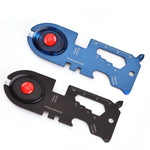 8 In 1 Stainless Steel Multi-Function Tool Card Camping Survival Card With Light, Black, Blue