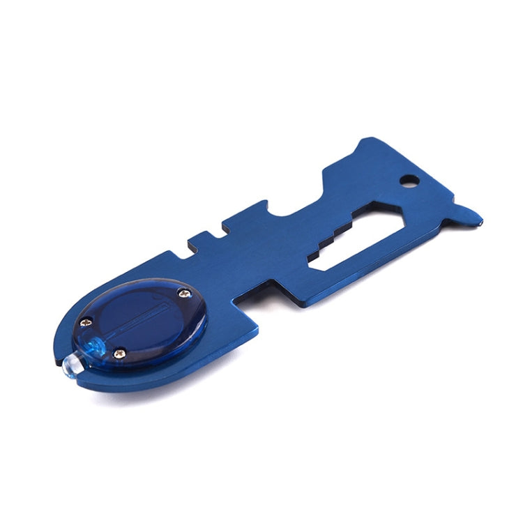 8 In 1 Stainless Steel Multi-Function Tool Card Camping Survival Card With Light, Black, Blue