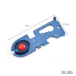 8 In 1 Stainless Steel Multi-Function Tool Card Camping Survival Card With Light, Black, Blue