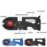 8 In 1 Stainless Steel Multi-Function Tool Card Camping Survival Card With Light, Black, Blue