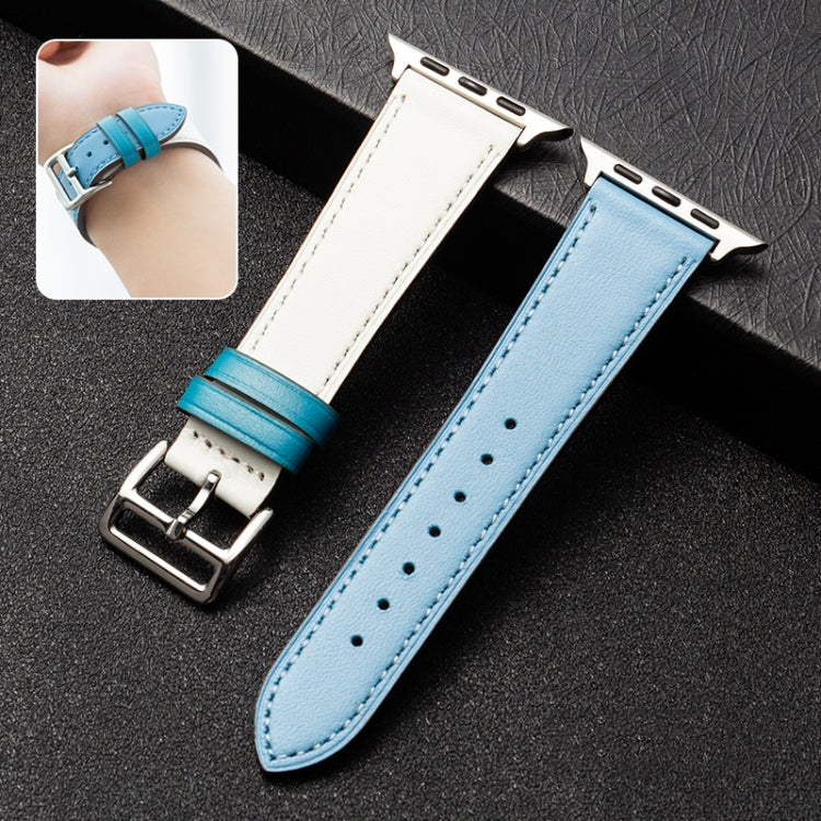 Business Cowhide Leather Strap Watchband, For Apple Watch Series 8&7 41mm / SE 2&6&SE&5&4 40mm / 3&2&1 38mm, For Apple Watch Series 6&SE&5&4 44mm / 3&2&1 42mm, For Apple Watch Series 6&SE& 5&4 40mm / 3 & 2 & 1 38mm