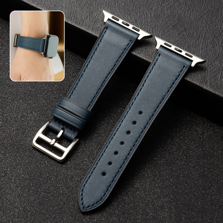 Business Cowhide Leather Strap Watchband, For Apple Watch Series 8&7 41mm / SE 2&6&SE&5&4 40mm / 3&2&1 38mm, For Apple Watch Series 6&SE&5&4 44mm / 3&2&1 42mm, For Apple Watch Series 6&SE& 5&4 40mm / 3 & 2 & 1 38mm