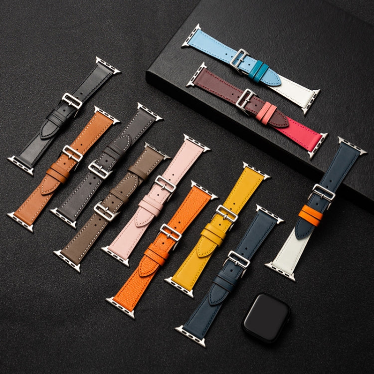 Business Cowhide Leather Strap Watchband, For Apple Watch Series 8&7 41mm / SE 2&6&SE&5&4 40mm / 3&2&1 38mm, For Apple Watch Series 6&SE&5&4 44mm / 3&2&1 42mm, For Apple Watch Series 6&SE& 5&4 40mm / 3 & 2 & 1 38mm