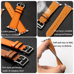 Business Cowhide Leather Strap Watchband, For Apple Watch Series 8&7 41mm / SE 2&6&SE&5&4 40mm / 3&2&1 38mm, For Apple Watch Series 6&SE&5&4 44mm / 3&2&1 42mm, For Apple Watch Series 6&SE& 5&4 40mm / 3 & 2 & 1 38mm