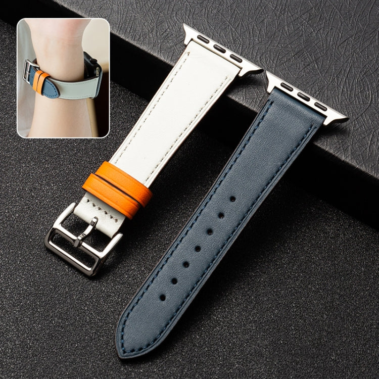 Business Cowhide Leather Strap Watchband, For Apple Watch Series 8&7 41mm / SE 2&6&SE&5&4 40mm / 3&2&1 38mm, For Apple Watch Series 6&SE&5&4 44mm / 3&2&1 42mm, For Apple Watch Series 6&SE& 5&4 40mm / 3 & 2 & 1 38mm