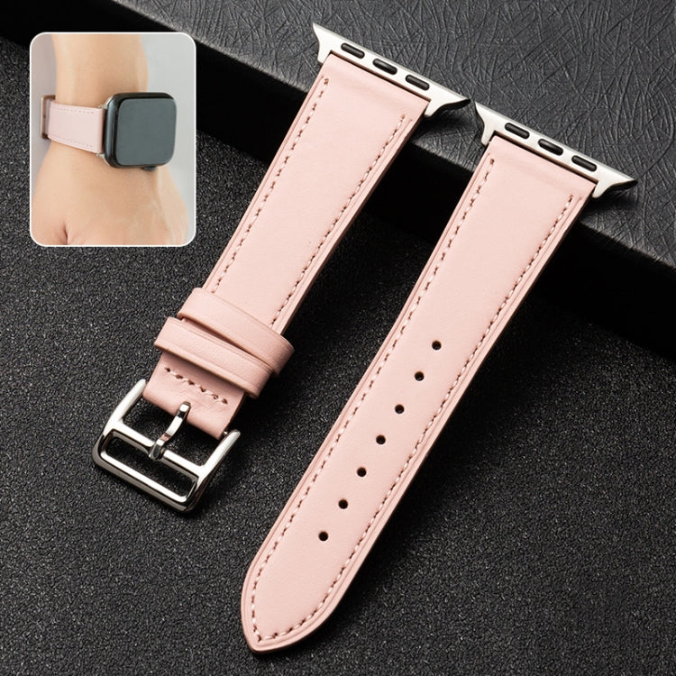 Business Cowhide Leather Strap Watchband, For Apple Watch Series 8&7 41mm / SE 2&6&SE&5&4 40mm / 3&2&1 38mm, For Apple Watch Series 6&SE&5&4 44mm / 3&2&1 42mm, For Apple Watch Series 6&SE& 5&4 40mm / 3 & 2 & 1 38mm