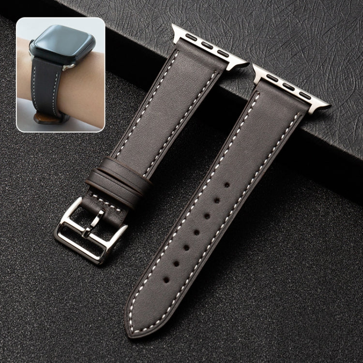 Business Cowhide Leather Strap Watchband, For Apple Watch Series 8&7 41mm / SE 2&6&SE&5&4 40mm / 3&2&1 38mm, For Apple Watch Series 6&SE&5&4 44mm / 3&2&1 42mm, For Apple Watch Series 6&SE& 5&4 40mm / 3 & 2 & 1 38mm