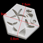 Ocean Series Big And Small Fishtail Starfish Seahorse DIY Baking Liquid Silicone Mold, Gray, Pink