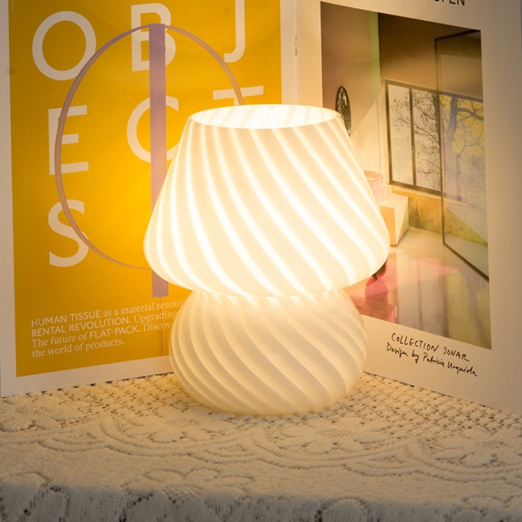 PJ-104 5W Mushroom Glass Bedroom Bedside Table Decoration Table Lamp, CN Plug, Specification：, Monochrome Warm Light, Tmall Elf Light Bulb