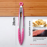 Kitchen Silicone Cooking Salad Stainless Steel Handle Food Clip, Steel Handle Food Clip(Blue)