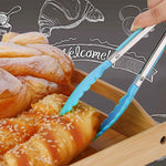 Kitchen Silicone Cooking Salad Stainless Steel Handle Food Clip, Steel Handle Food Clip(Blue)