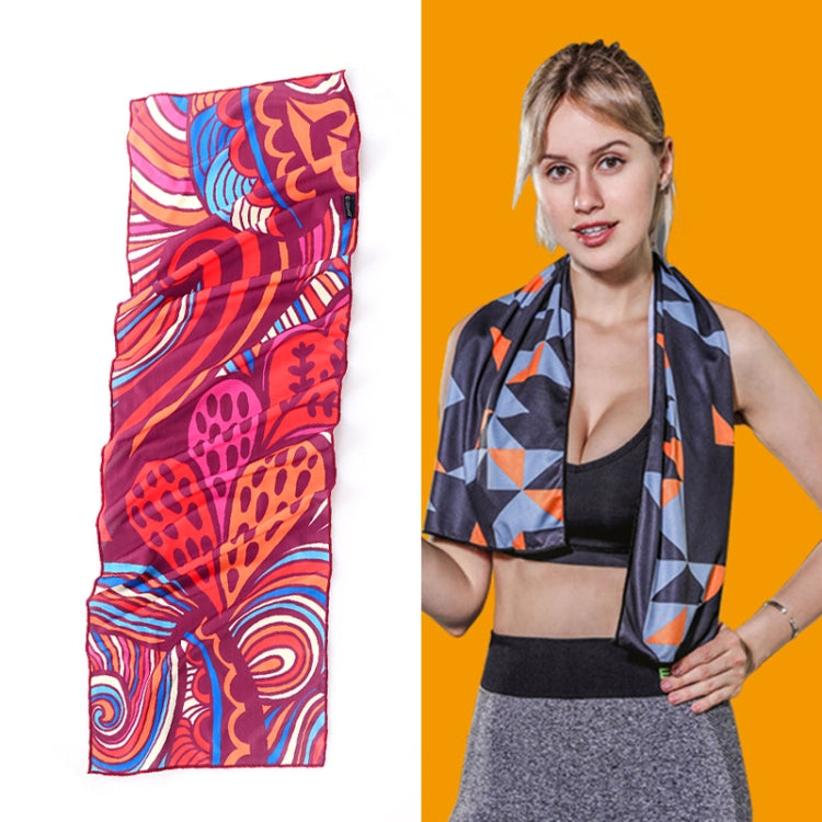 Gym Sports Cold Feeling Sweat-Absorbent Quick-Drying Cold Towel, Quick-Drying Towel, Size: 100 x 30cm(Music Festival), Quick-Drying Towel, Size: 100 x 30cm(Fire), Quick-Drying Towel, Size: 100 x 30cm(Geometric Triangle)                                 ...