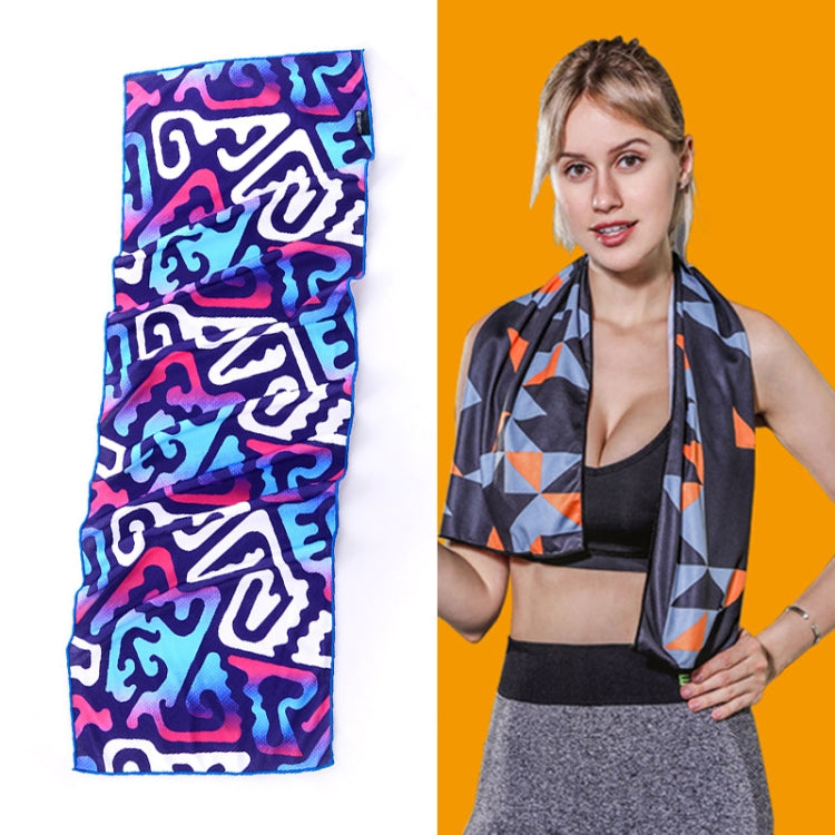 Gym Sports Cold Feeling Sweat-Absorbent Quick-Drying Cold Towel, Quick-Drying Towel, Size: 100 x 30cm(Music Festival), Quick-Drying Towel, Size: 100 x 30cm(Fire), Quick-Drying Towel, Size: 100 x 30cm(Geometric Triangle)                                 ...