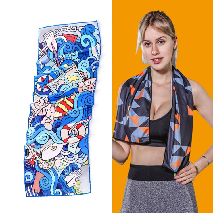Gym Sports Cold Feeling Sweat-Absorbent Quick-Drying Cold Towel, Quick-Drying Towel, Size: 100 x 30cm(Music Festival), Quick-Drying Towel, Size: 100 x 30cm(Fire), Quick-Drying Towel, Size: 100 x 30cm(Geometric Triangle)                                 ...