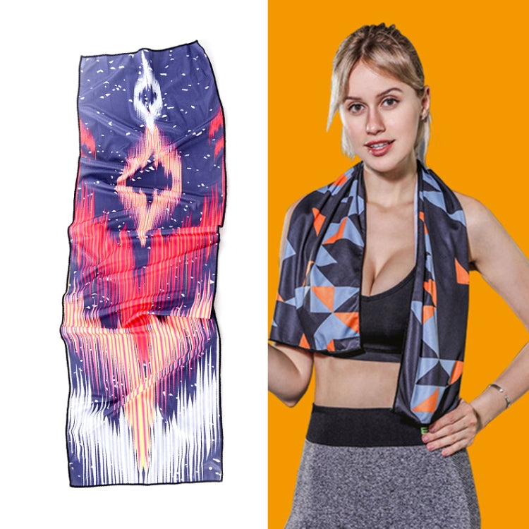 Gym Sports Cold Feeling Sweat-Absorbent Quick-Drying Cold Towel, Quick-Drying Towel, Size: 100 x 30cm(Music Festival), Quick-Drying Towel, Size: 100 x 30cm(Fire), Quick-Drying Towel, Size: 100 x 30cm(Geometric Triangle)                                 ...