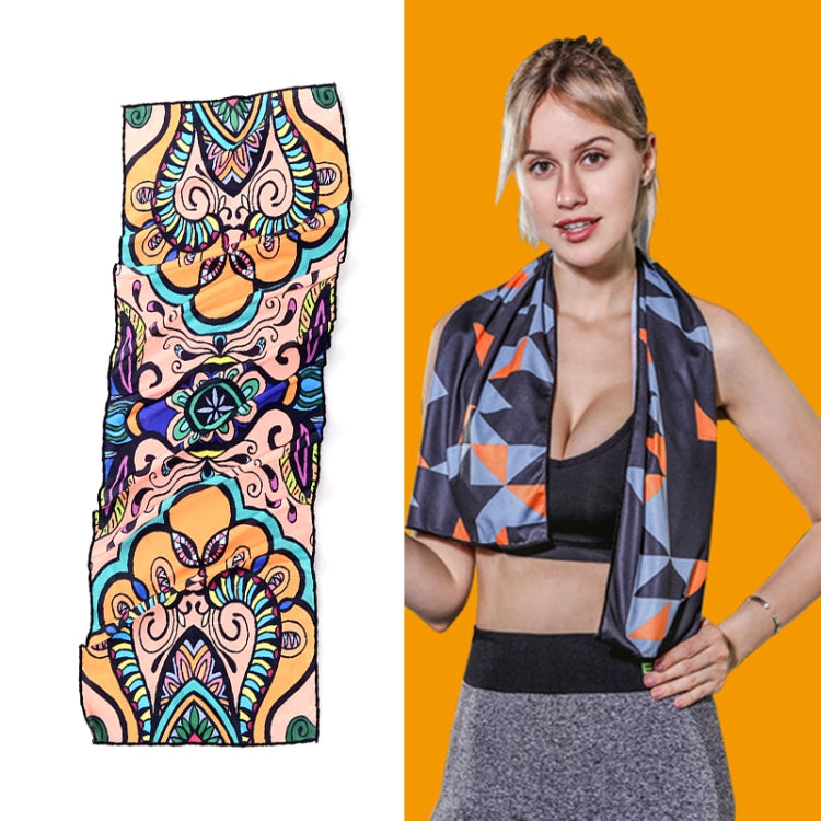 Gym Sports Cold Feeling Sweat-Absorbent Quick-Drying Cold Towel, Quick-Drying Towel, Size: 100 x 30cm(Music Festival), Quick-Drying Towel, Size: 100 x 30cm(Fire), Quick-Drying Towel, Size: 100 x 30cm(Geometric Triangle)                                 ...