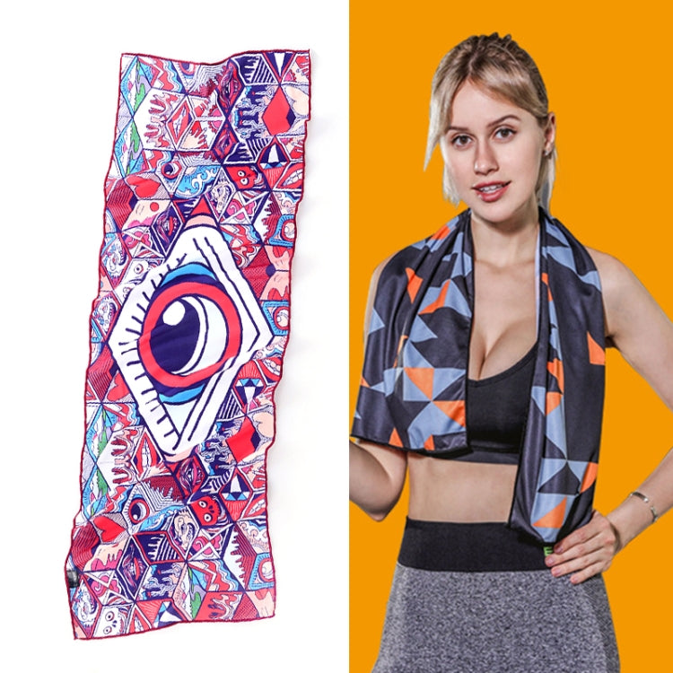 Gym Sports Cold Feeling Sweat-Absorbent Quick-Drying Cold Towel, Quick-Drying Towel, Size: 100 x 30cm(Music Festival), Quick-Drying Towel, Size: 100 x 30cm(Fire), Quick-Drying Towel, Size: 100 x 30cm(Geometric Triangle)                                 ...