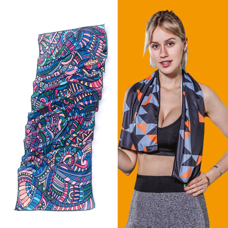 Gym Sports Cold Feeling Sweat-Absorbent Quick-Drying Cold Towel, Quick-Drying Towel, Size: 100 x 30cm(Music Festival), Quick-Drying Towel, Size: 100 x 30cm(Fire), Quick-Drying Towel, Size: 100 x 30cm(Geometric Triangle)                                 ...