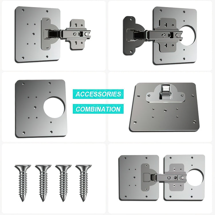 Stainless Steel Hinge Repair Installer, Specification: Single Plate +8 screw, Single Plate +8 screw, 2 Repair Plates + Hinge + 16 Screws