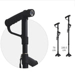 Multifunctional Folding Double-Handle Elderly Crutches Aluminum Alloy Elderly Power-Assisted Walking Sticks Four-Legged Walking Sticks With Lights, 86-98cm