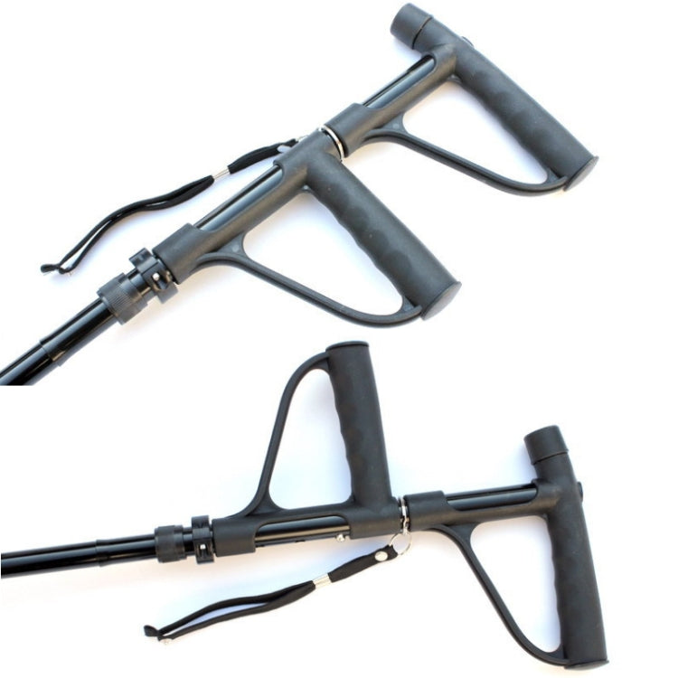 Multifunctional Folding Double-Handle Elderly Crutches Aluminum Alloy Elderly Power-Assisted Walking Sticks Four-Legged Walking Sticks With Lights, 86-98cm