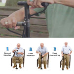 Multifunctional Folding Double-Handle Elderly Crutches Aluminum Alloy Elderly Power-Assisted Walking Sticks Four-Legged Walking Sticks With Lights, 86-98cm