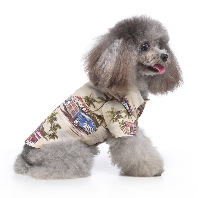 Pet Beach Shirt Dog Print Spring And Summer Clothes, S, M, L, XL
